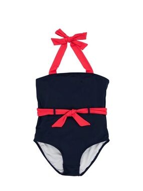 The Beaufort Bonnet Company, Navy and red girls bathing suit, patriotic, 10